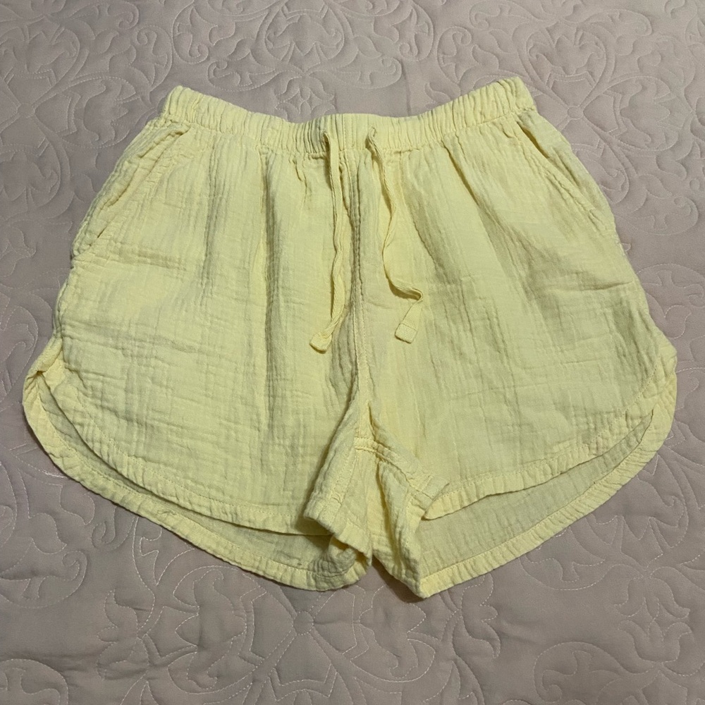 Pastel Yellow Women's Casual Cotton Shorts